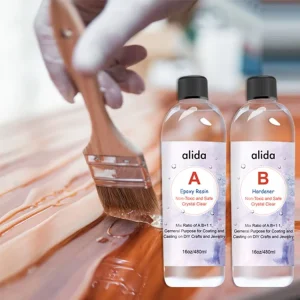 Low Odor Clear Epoxy Resin Glass Like High Gloss Finish Beginner Friendly Adhesive for Woodworking Crafts & Coating Projects