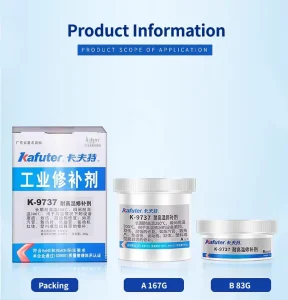 Metal Repair Glue Kafuter K-9737 High Temperature Resistant Industrial Agent Engine Block Epoxy Resin Glue 2-Component