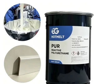 Moisture Reactive Polyurethane Hot Melt Adhesive High Viscosity White EG Brand For Woodworking Aluminum MDF Profile Wrapping