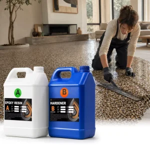 Non Toxic Low Odor Epoxy Resin for Pebble Stone Floors Safe for Living Room Children & Pets DIY Friendly 2 Part Formula