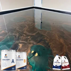 Self Leveling Crystal Clear 3D Art Metallic Epoxy Floor Coating for Cement Floor