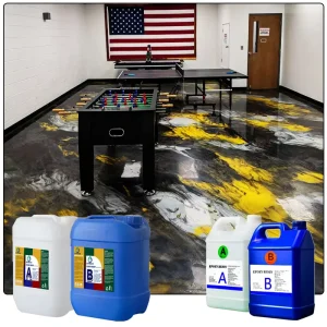 Self Leveling Crystal Clear Eco Friendly Scratch Resistant Metallic Epoxy Floor Resin for 3D Art Floors