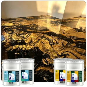 Self Leveling Marble Effect 100% Solid Metallic Epoxy Resin Floor Coating Kit for Concrete Flooring Construction System
