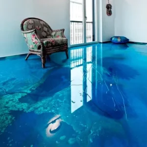 Super Clear Non Yellowing Epoxy Resin and Hardener for 3D Flooring Metallic Floor Coating with Brush Application