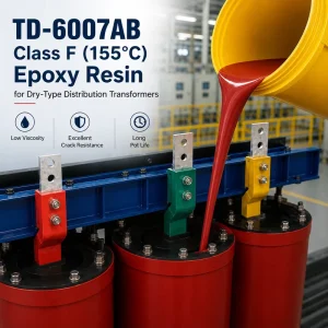 TD-6007AB F级预灌装环氧树脂，长效期，高抗裂，适用于浇注树脂干式变压器、电抗器、仪表CT等。