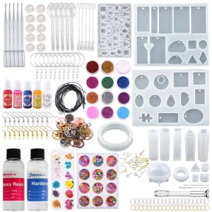Transparent DIY Epoxy Resin Casting Molds Kit Silicone Mold With Epoxy Glue for Earring Keychain Jewelry