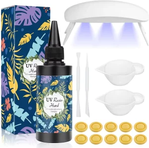 UV Acrylic Resin Kit with UV Light 100g Crystal Clear Hard Fast Curing 1 2 Mins for Jewelry Making Woodworking Packing DIY