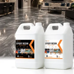 Versatile Eco friendly Water Clear Resin Matrix Metallic Epoxy Floor Coating for Residential Basements Waterproof Construction