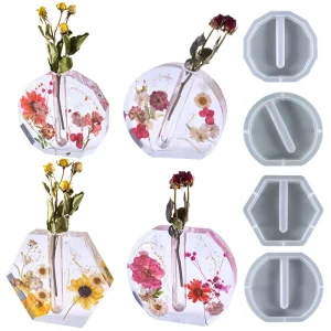 Versatile Resin Mold Silicone for Vase Making DIY Epoxy & Plaster Casting Mold with Flower Tubes for Florist and Home Decor