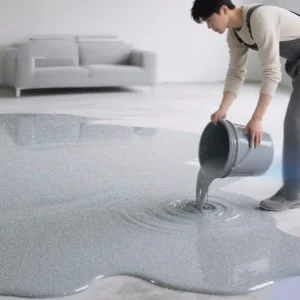 Water based Eco Friendly 3D Marble Epoxy Colored Sand Self Leveling Floor Paint Wear Resistant Anti Slip Cement Floor Coating