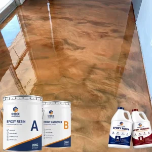 Waterproof High Gloss Clear Epoxy Resin Floor Paint with Metallic Pigment Self-Leveling Floor Coating